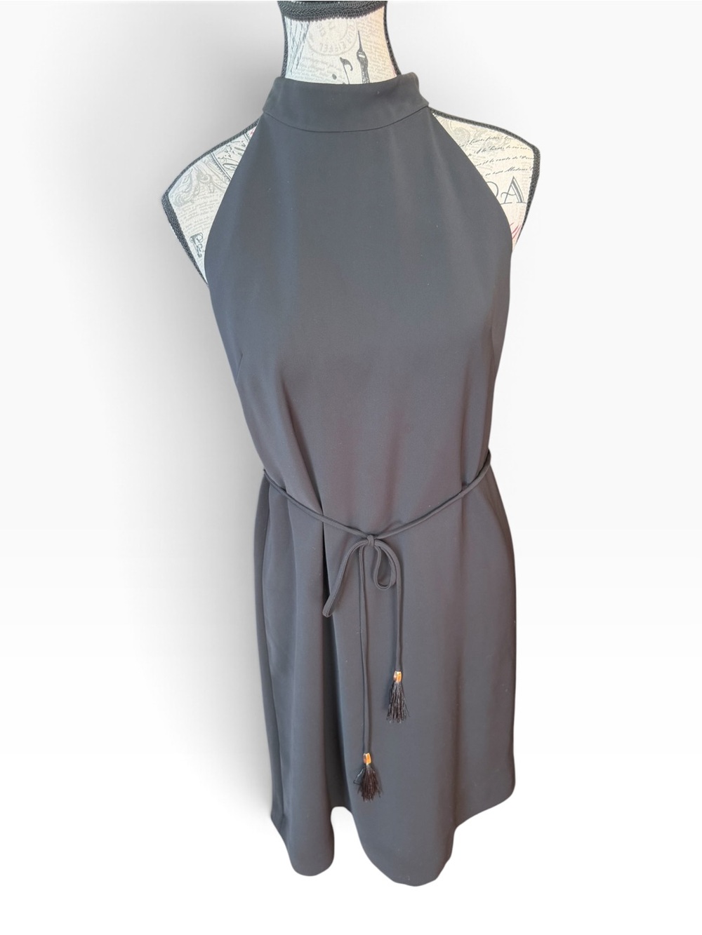 White House Black Market Black Halter Tie-Waist Mini Dress